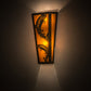 Meyda Lighting Leaping Trout 5" 2-Light Timeless Bronze Wall Sconce With Amber Mica Shade Glass