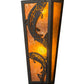 Meyda Lighting Leaping Trout 5" 2-Light Timeless Bronze Wall Sconce With Amber Mica Shade Glass