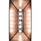 Meyda Lighting Leaping Trout & Loon 33" 6-Light Textured Black Island Pendant Light With Silver Mica Shade Glass