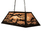 Meyda Lighting Leaping Trout & Loon 33" 6-Light Textured Black Island Pendant Light With Silver Mica Shade Glass