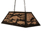 Meyda Lighting Leaping Trout & Loon 33" 6-Light Textured Black Island Pendant Light With Silver Mica Shade Glass