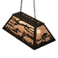 Meyda Lighting Leaping Trout & Loon 33" 6-Light Textured Black Island Pendant Light With Silver Mica Shade Glass