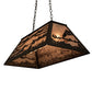 Meyda Lighting Leaping Trout & Loon 33" 6-Light Textured Black Island Pendant Light With Silver Mica Shade Glass