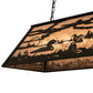 Meyda Lighting Leaping Trout & Loon 33" 6-Light Textured Black Island Pendant Light With Silver Mica Shade Glass