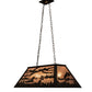 Meyda Lighting Leaping Trout & Loon 33" 6-Light Textured Black Island Pendant Light With Silver Mica Shade Glass