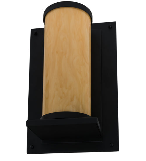 Meyda Lighting Legacy House 12" Black Wall Sconce With Beige Tawnyrock Idalight Shade Glass