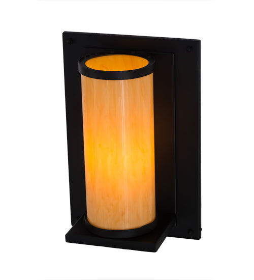 Meyda Lighting Legacy House 12" Black Wall Sconce With Beige Tawnyrock Idalight Shade Glass