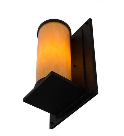Meyda Lighting Legacy House 12" Black Wall Sconce With Beige Tawnyrock Idalight Shade Glass