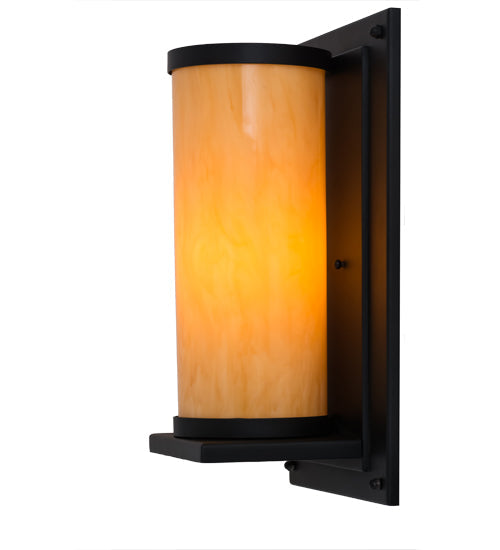 Meyda Lighting Legacy House 12" Black Wall Sconce With Beige Tawnyrock Idalight Shade Glass