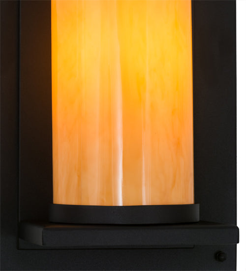 Meyda Lighting Legacy House 12" Black Wall Sconce With Beige Tawnyrock Idalight Shade Glass
