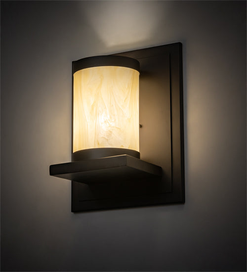 Meyda Lighting Legacy House 12" Oil Rubbed Bronze Wall Sconce With Creme Carrara Idalight Shade