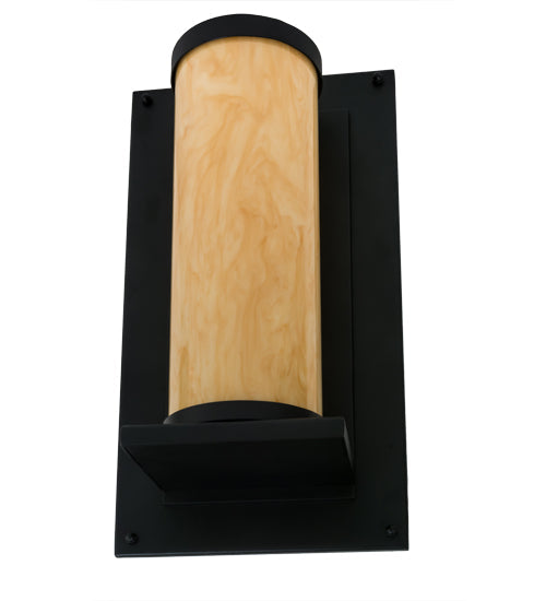Meyda Lighting Legacy House 12" Textured Black Wall Sconce With Beige Tawnyrock Idalight Shade Glass