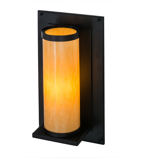 Meyda Lighting Legacy House 12" Textured Black Wall Sconce With Beige Tawnyrock Idalight Shade Glass