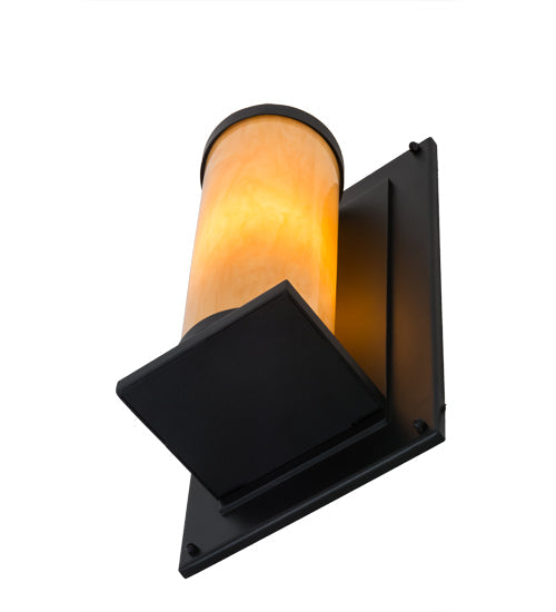 Meyda Lighting Legacy House 12" Textured Black Wall Sconce With Beige Tawnyrock Idalight Shade Glass