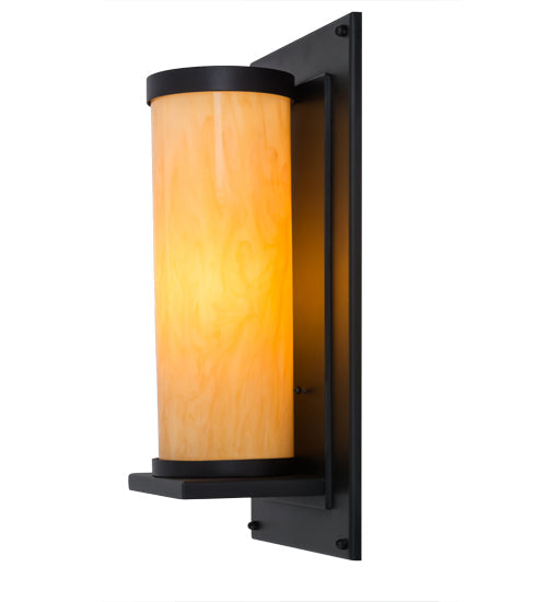 Meyda Lighting Legacy House 12" Textured Black Wall Sconce With Beige Tawnyrock Idalight Shade Glass