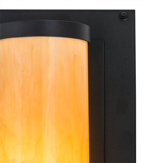 Meyda Lighting Legacy House 12" Textured Black Wall Sconce With Beige Tawnyrock Idalight Shade Glass