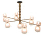 Meyda Lighting Lex 86" 13-Light Matte Brass Chandelier With Pink Shade Glass