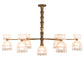Meyda Lighting Lex 86" 13-Light Matte Brass Chandelier With Pink Shade Glass
