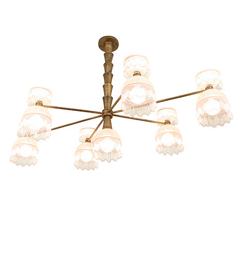 Meyda Lighting Lex 86" 13-Light Matte Brass Chandelier With Pink Shade Glass