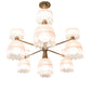 Meyda Lighting Lex 86" 13-Light Matte Brass Chandelier With Pink Shade Glass