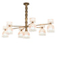 Meyda Lighting Lex 86" 13-Light Matte Brass Chandelier With Pink Shade Glass