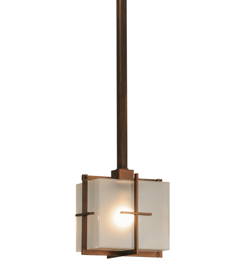 Meyda Lighting Liana 8" Brushed Copper Mini Pendant Light With Contrail Mist Idalight Shade Glass