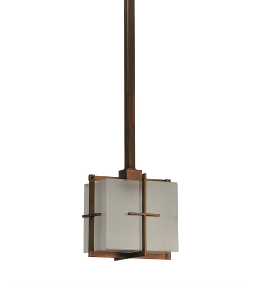 Meyda Lighting Liana 8" Brushed Copper Mini Pendant Light With Contrail Mist Idalight Shade Glass