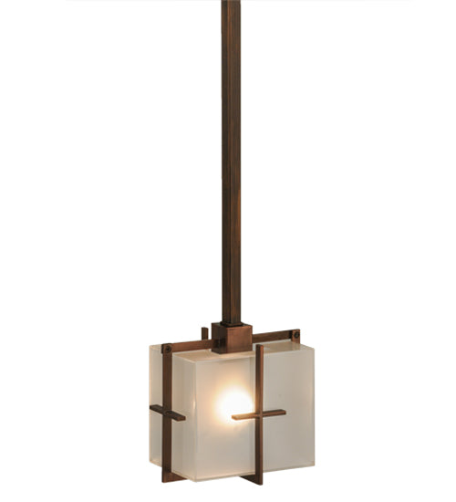 Meyda Lighting Liana 8" Brushed Copper Mini Pendant Light With Contrail Mist Idalight Shade Glass