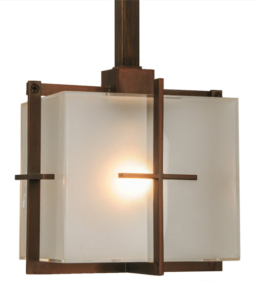 Meyda Lighting Liana 8" Brushed Copper Mini Pendant Light With Contrail Mist Idalight Shade Glass