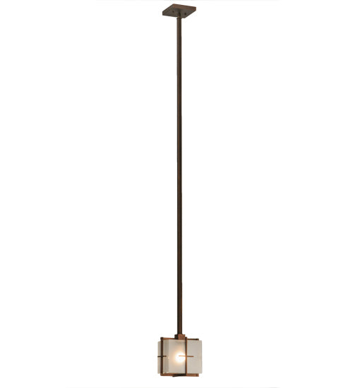Meyda Lighting Liana 8" Brushed Copper Mini Pendant Light With Contrail Mist Idalight Shade Glass