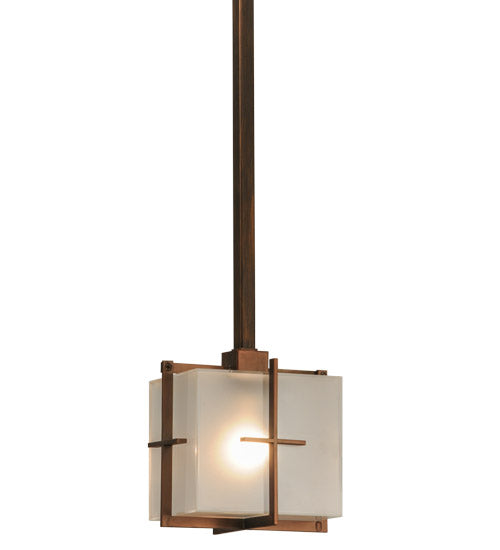 Meyda Lighting Liana 8" Brushed Copper Mini Pendant Light With Contrail Mist Idalight Shade Glass