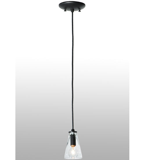 Meyda Lighting Libation 5" Textured Black Mini Pendant Light With Clear Shade Glass