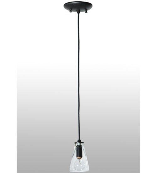 Meyda Lighting Libation 5" Textured Black Mini Pendant Light With Clear Shade Glass