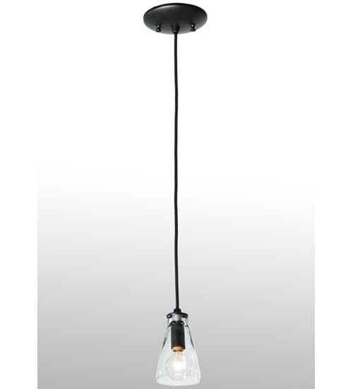 Meyda Lighting Libation 5" Textured Black Mini Pendant Light With Clear Shade Glass