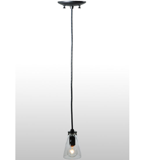 Meyda Lighting Libation 5" Textured Black Mini Pendant Light With Clear Shade Glass