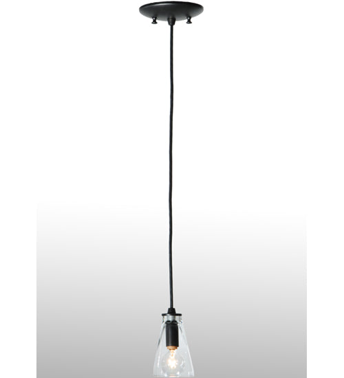 Meyda Lighting Libation 5" Textured Black Mini Pendant Light With Clear Shade Glass
