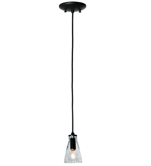 Meyda Lighting Libation 5" Textured Black Mini Pendant Light With Clear Shade Glass