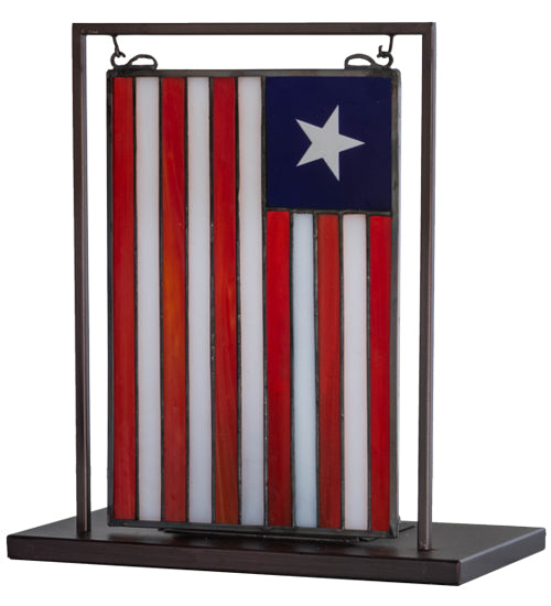 Meyda Lighting Liberian Flag 10"W x 11"H Mahogany Bronze Tabletop Lamp With Multi-Colored Shade Glass