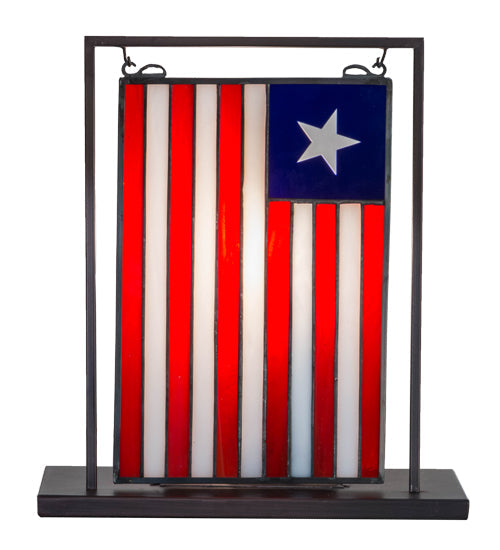 Meyda Lighting Liberian Flag 10"W x 11"H Mahogany Bronze Tabletop Lamp With Multi-Colored Shade Glass