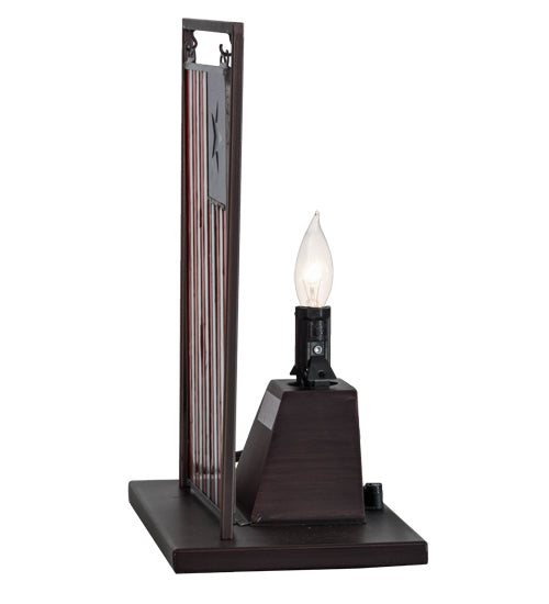 Meyda Lighting Liberian Flag 10"W x 11"H Mahogany Bronze Tabletop Lamp With Multi-Colored Shade Glass