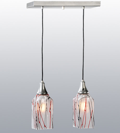 Meyda Lighting Licorice 19" 2-Light Nickel Draped Island Pendant Light With White Shade Glass