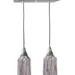 Meyda Lighting Licorice 19" 2-Light Nickel Draped Island Pendant Light With White Shade Glass