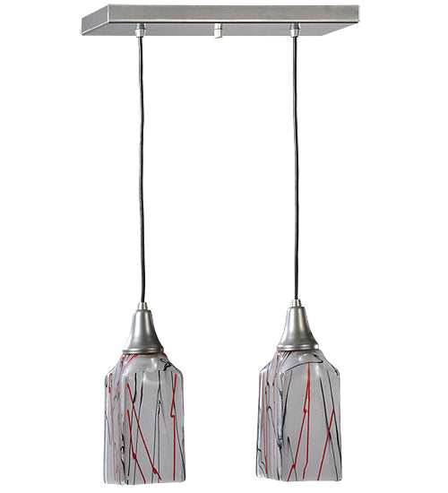 Meyda Lighting Licorice 19" 2-Light Nickel Draped Island Pendant Light With White Shade Glass
