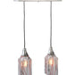 Meyda Lighting Licorice 19" 2-Light Nickel Draped Island Pendant Light With White Shade Glass