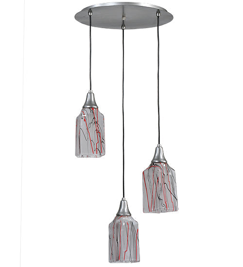 Meyda Lighting Licorice 19" 3-Light Nickel Cascading Pendant Light With White Shade Glass