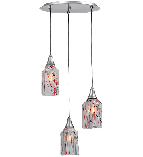 Meyda Lighting Licorice 19" 3-Light Nickel Cascading Pendant Light With White Shade Glass