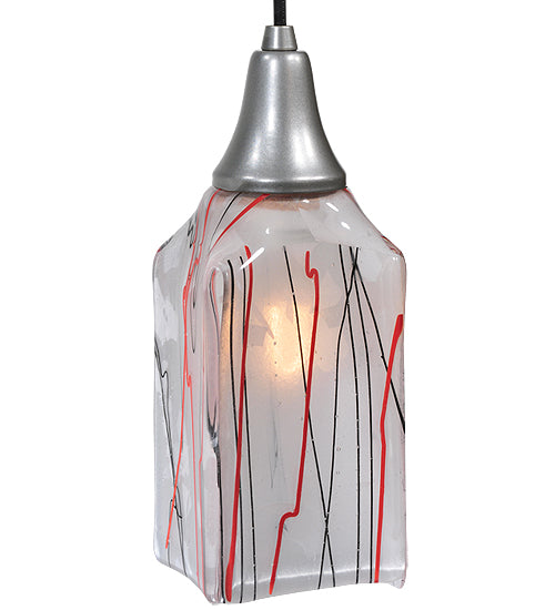 Meyda Lighting Licorice 19" 3-Light Nickel Cascading Pendant Light With White Shade Glass