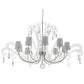 Meyda Lighting Lienz 55" 10-Light Brushed Stainless Steel Chandelier With White Contrail Mist Idalight Shade
