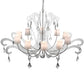 Meyda Lighting Lienz 55" 10-Light Brushed Stainless Steel Chandelier With White Contrail Mist Idalight Shade