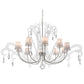 Meyda Lighting Lienz 55" 10-Light Brushed Stainless Steel Chandelier With White Contrail Mist Idalight Shade
